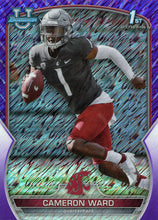 Load image into Gallery viewer, 2022 Bowman University Chrome Football PURPLE SHIMMER REFRACTOR Parallels