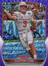 Load image into Gallery viewer, 2022 Bowman University Chrome Football PURPLE SHIMMER REFRACTOR Parallels