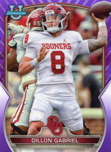 Load image into Gallery viewer, 2022 Bowman University Chrome Football PURPLE SHIMMER REFRACTOR Parallels