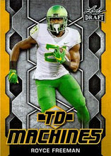 Load image into Gallery viewer, 2018 Leaf Draft Football Cards - TD Machines Gold: #TD-17 Royce Freeman