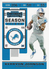 Load image into Gallery viewer, 2019 Panini Contenders Base Veteran Cards #1-100 - Pick Your Cards: #73 Kerryon Johnson