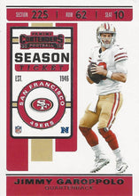 Load image into Gallery viewer, 2019 Panini Contenders Base Veteran Cards #1-100 - Pick Your Cards: #87 Jimmy Garoppolo