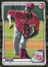 Load image into Gallery viewer, 2020 Bowman Baseball Cards - Prospects CAMO PARALLEL (1-100): #BP-47 Hunter Greene