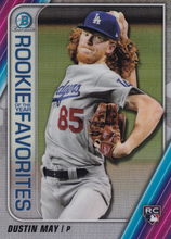 Load image into Gallery viewer, 2020 Bowman - Rookie of the Year Favorites Chrome Refractor Insert: #ROYF-DM Dustin May
