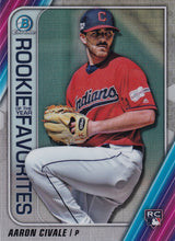 Load image into Gallery viewer, 2020 Bowman - Rookie of the Year Favorites Chrome Refractor Insert: #ROYF-AC Aaron Civale
