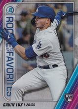 Load image into Gallery viewer, 2020 Bowman - Rookie of the Year Favorites Chrome Refractor Insert: #ROYF-GL Gavin Lux