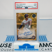 Load image into Gallery viewer, JUAN SOTO 2022 Topps Now MLB Network&#39;s Top 100 #4 GOLD AUTO #1/1 PSA 9 Mint
