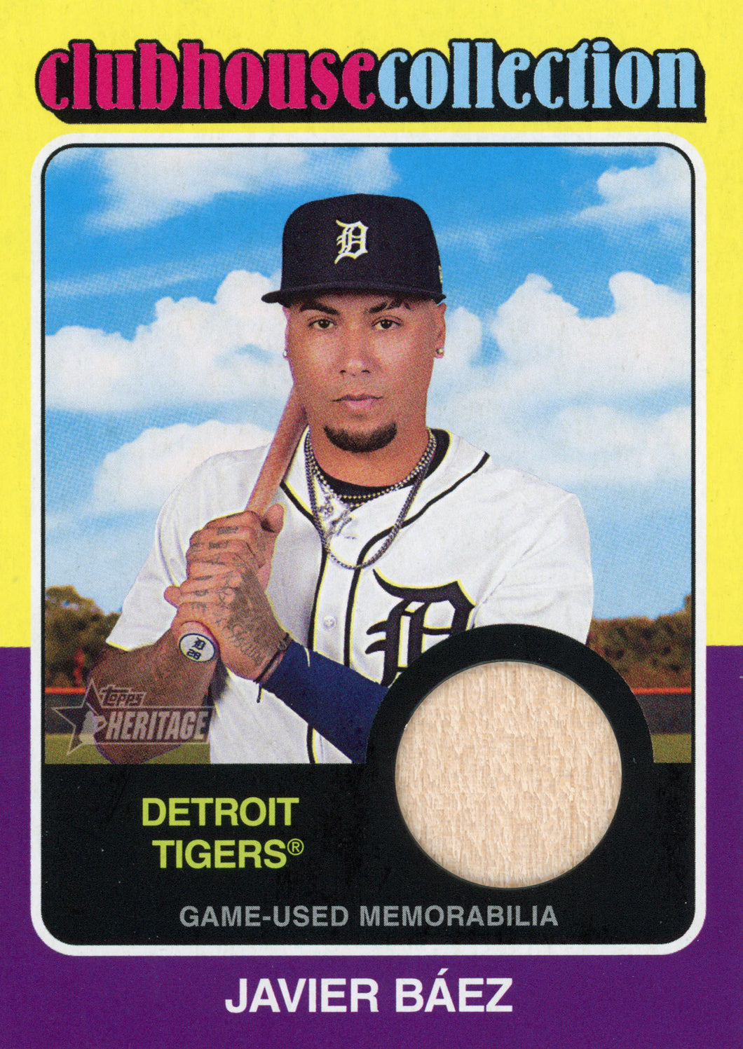JAVIER BAEZ 2024 Topps Heritage High Number Clubhouse Collection Bat Relic