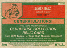 Load image into Gallery viewer, JAVIER BAEZ 2024 Topps Heritage High Number Clubhouse Collection Bat Relic
