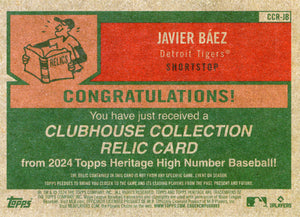 JAVIER BAEZ 2024 Topps Heritage High Number Clubhouse Collection Bat Relic
