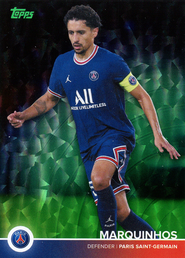 MARQUINHOS 2021-22 Topps Paris Saint-Germain Soccer NEON GREEN ICY /199