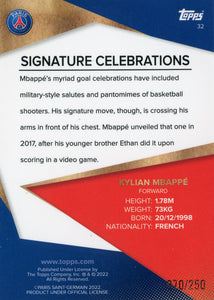 KYLIAN MBAPPE 2021-22 Topps Paris Saint-Germain Soccer RAINBOW FOIL /250