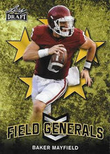 Load image into Gallery viewer, 2018 Leaf Draft Football Cards - Field Generals Gold: #FG-01 Baker Mayfield
