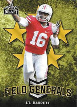 Load image into Gallery viewer, 2018 Leaf Draft Football Cards - Field Generals Gold: #FG-02 J.T. Barrett
