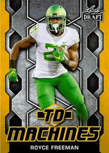 Load image into Gallery viewer, 2018 Leaf Draft Football Cards - TD Machines Gold: #TD-17 Royce Freeman
