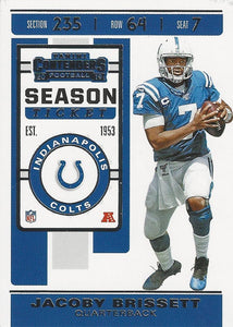 2019 Panini Contenders Base Veteran Cards #1-100 - Pick Your Cards: #30 Jacoby Brissett