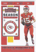 Load image into Gallery viewer, 2019 Panini Contenders Base Veteran Cards #1-100 - Pick Your Cards: #39 Patrick Mahomes II
