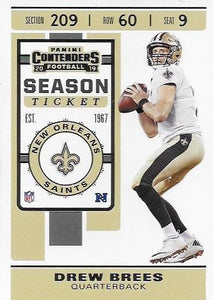 2019 Panini Contenders Base Veteran Cards #1-100 - Pick Your Cards: #78 Drew Brees