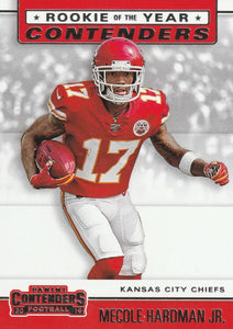 2019 Panini Contenders ROOKIE OF THE YEAR CONTENDERS Insert - Pick Your Cards: #RYA-MH Mecole Hardman Jr.  - Kansas City Chiefs