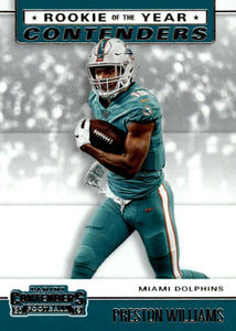 2019 Panini Contenders ROOKIE OF THE YEAR CONTENDERS Insert - Pick Your Cards: #RYA-PW Preston Williams  - Miami Dolphins
