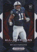 Load image into Gallery viewer, 2021 Panini Prizm Draft Picks Collegiate Football Cards #101-200 ~ Pick Your Cards
