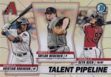 Load image into Gallery viewer, 2020 Bowman - Talent Pipeline Trios Chrome Refractor Insert: #TP-ARI Kristian Robinson / Taylor Widener / Seth Beer
