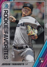 Load image into Gallery viewer, 2020 Bowman - Rookie of the Year Favorites Chrome Refractor Insert: #ROYF-JY Jordan Yamamoto
