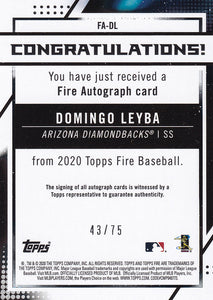 DOMINGO LEYBA 2020 Topps Fire Baseball GREEN AUTO RC 43/75
