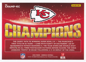 2020 Donruss NFL CHIEFS CHAMPS Inserts ~ Pick Your Cards
