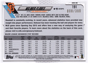 WILMER FLORES 2021 Topps Series 1 ADVANCED STATS VARIATION #8/300