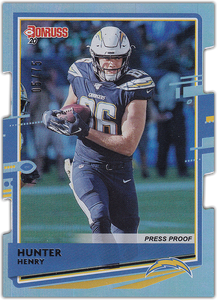 HUNTER HENRY 2020 Donruss NFL SILVER PRESS PROOFS Die Cut 5/75