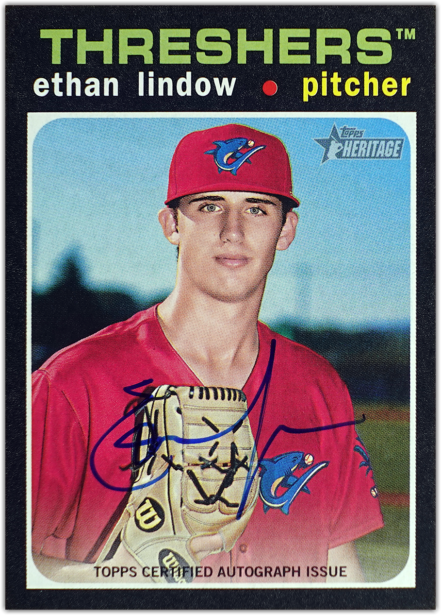 Ethan Lindow AUTO 2020 Topps Heritage Minor League ~ Clearwater Threshers