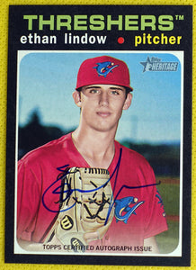 Ethan Lindow AUTO 2020 Topps Heritage Minor League ~ Clearwater Threshers