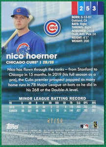 NICO HOERNER 2020 Topps Stadium Club BLUE FOIL #47/50 Parallel RC ~ Cubs