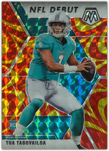 Load image into Gallery viewer, TUA TAGOVAILOA 2020 Panini Mosaic NFL REACTIVE GOLD DEBUT RC Parallel
