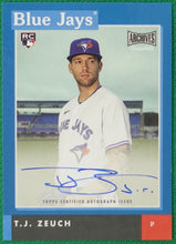Load image into Gallery viewer, T.J. ZEUCH 2020 Topps Archives Snapshots Baseball BLUE AUTO #8/50 RC

